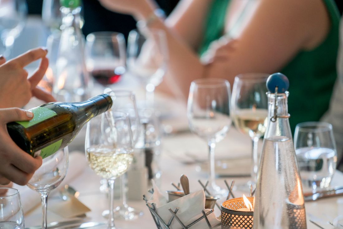 Sparkling wine being poured